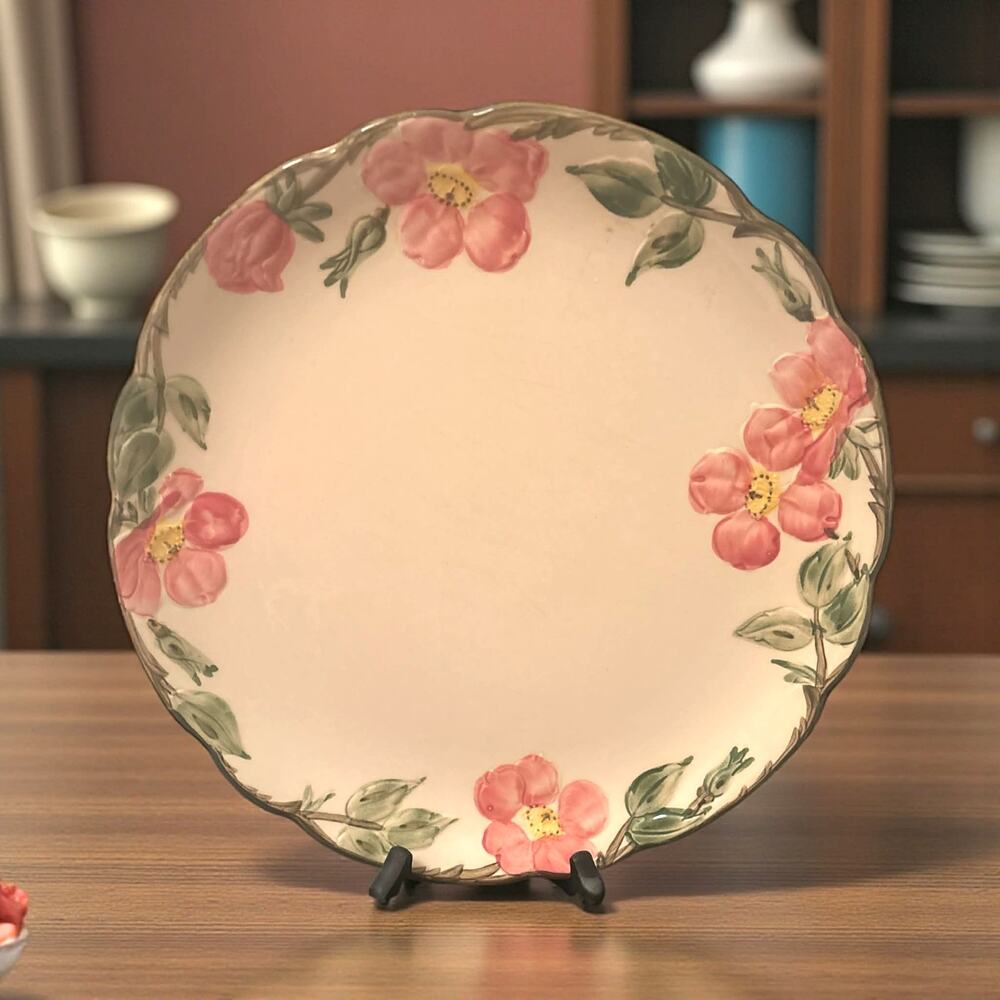 Vintage Franciscan Hand Painted Desert Rose Round Platter 12 Inch California EUC
